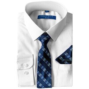 Poshers Exclusive! Boys Perry Ellis Dress Shirt w/ Tie Slim Fit, Royal Blue